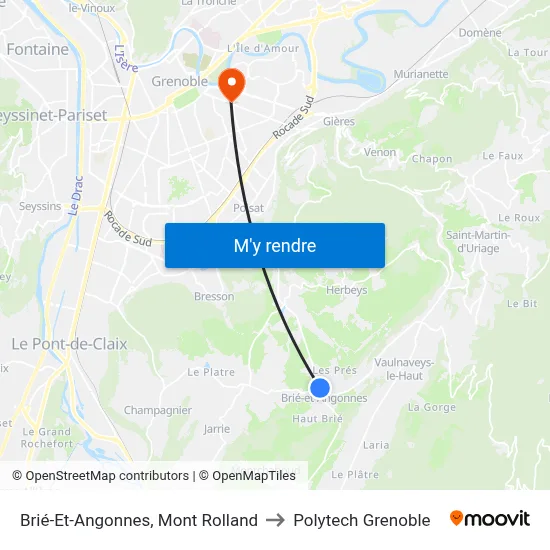 Brié-Et-Angonnes, Mont Rolland to Polytech Grenoble map