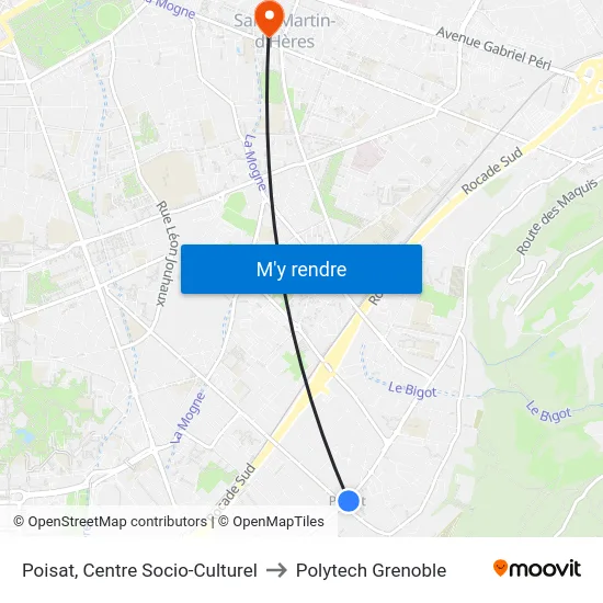 Poisat, Centre Socio-Culturel to Polytech Grenoble map
