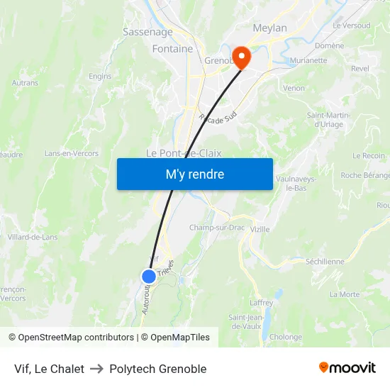 Vif, Le Chalet to Polytech Grenoble map