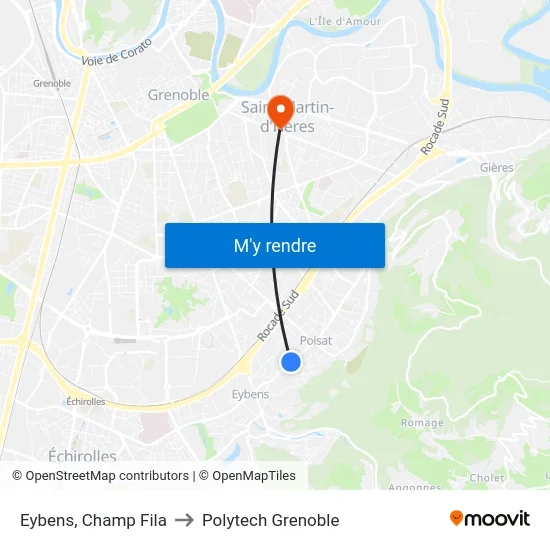 Eybens, Champ Fila to Polytech Grenoble map