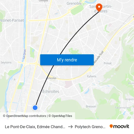 Le Pont-De-Claix, Edmée Chandon to Polytech Grenoble map