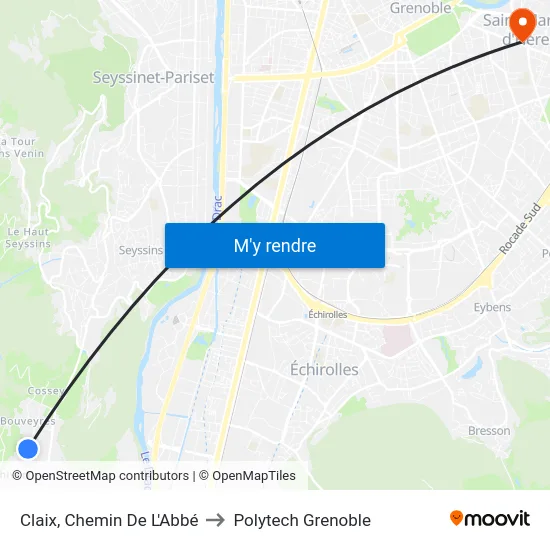 Claix, Chemin De L'Abbé to Polytech Grenoble map