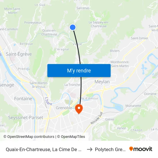 Quaix-En-Chartreuse, La Cime De Mont-Quaix to Polytech Grenoble map