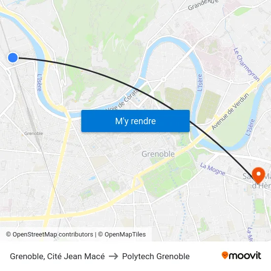 Grenoble, Cité Jean Macé to Polytech Grenoble map