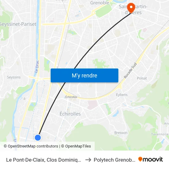 Le Pont-De-Claix, Clos Dominique to Polytech Grenoble map