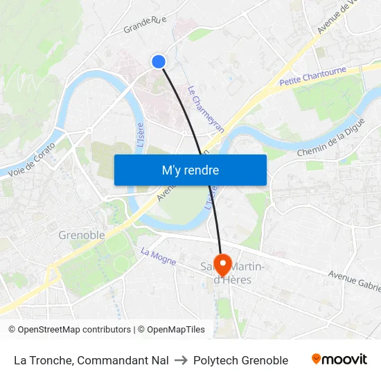 La Tronche, Commandant Nal to Polytech Grenoble map