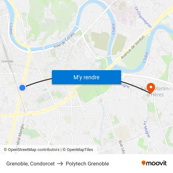Grenoble, Condorcet to Polytech Grenoble map