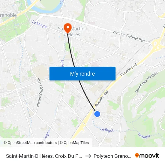 Saint-Martin-D'Hères, Croix Du Pâtre to Polytech Grenoble map