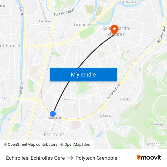 Échirolles, Echirolles Gare to Polytech Grenoble map