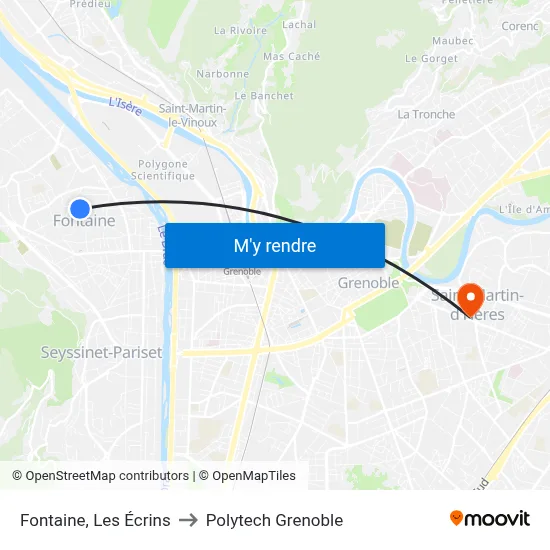 Fontaine, Les Écrins to Polytech Grenoble map