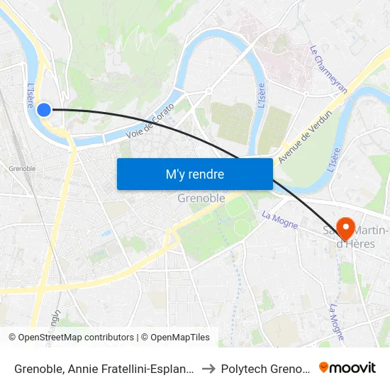 Grenoble, Annie Fratellini-Esplanade to Polytech Grenoble map