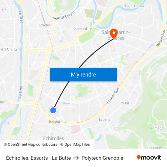 Échirolles, Essarts - La Butte to Polytech Grenoble map
