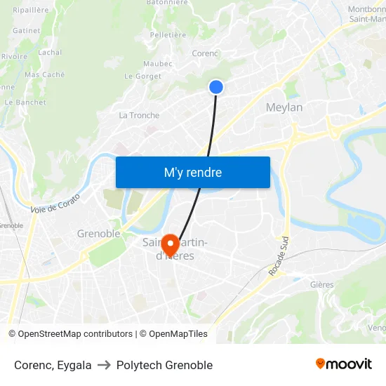 Corenc, Eygala to Polytech Grenoble map