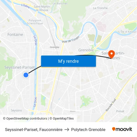 Seyssinet-Pariset, Fauconnière to Polytech Grenoble map