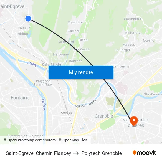 Saint-Égrève, Chemin Fiancey to Polytech Grenoble map