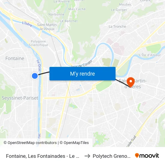 Fontaine, Les Fontainades - Le Vog to Polytech Grenoble map
