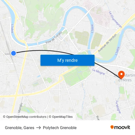 Grenoble, Gares to Polytech Grenoble map