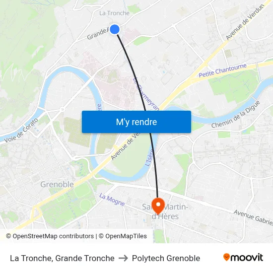 La Tronche, Grande Tronche to Polytech Grenoble map
