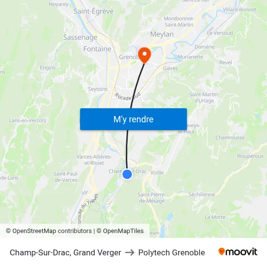 Champ-Sur-Drac, Grand Verger to Polytech Grenoble map