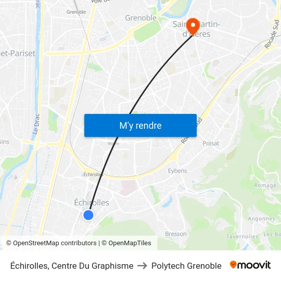 Échirolles, Centre Du Graphisme to Polytech Grenoble map