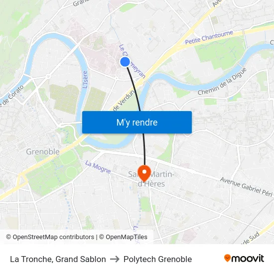 La Tronche, Grand Sablon to Polytech Grenoble map