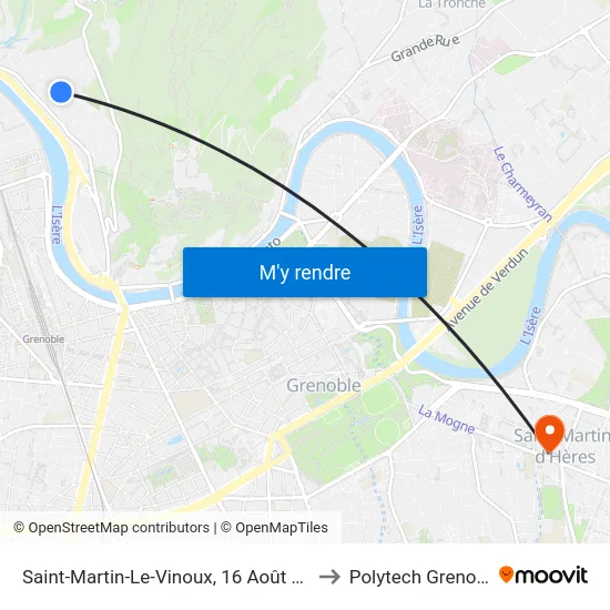 Saint-Martin-Le-Vinoux, 16 Août 1944 to Polytech Grenoble map