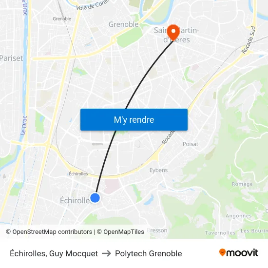 Échirolles, Guy Mocquet to Polytech Grenoble map