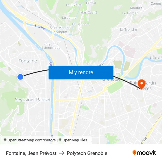 Fontaine, Jean Prévost to Polytech Grenoble map