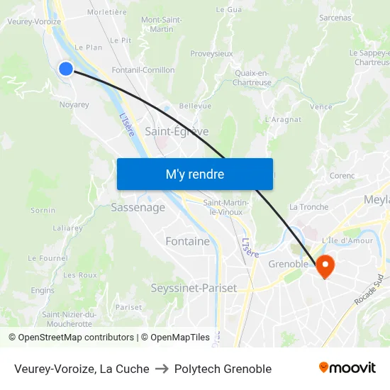 Veurey-Voroize, La Cuche to Polytech Grenoble map