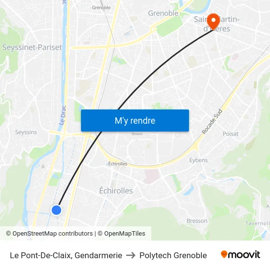 Le Pont-De-Claix, Gendarmerie to Polytech Grenoble map