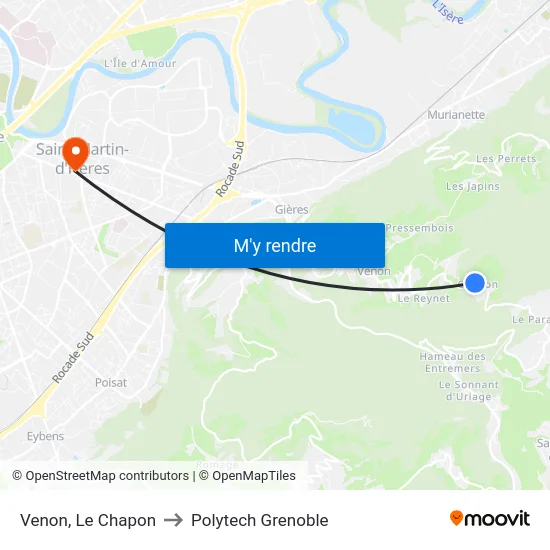 Venon, Le Chapon to Polytech Grenoble map