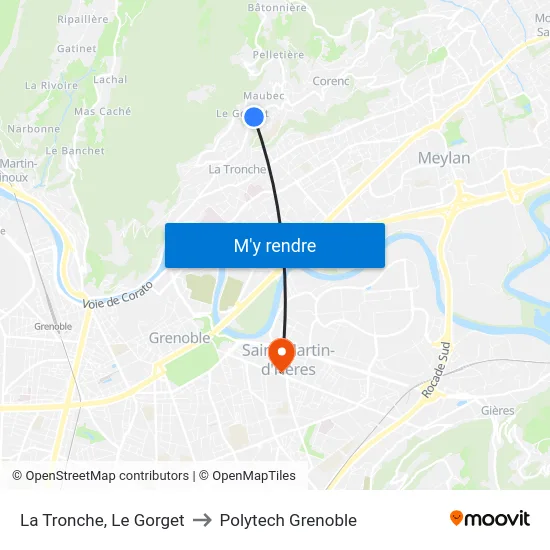 La Tronche, Le Gorget to Polytech Grenoble map