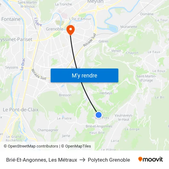 Brié-Et-Angonnes, Les Métraux to Polytech Grenoble map