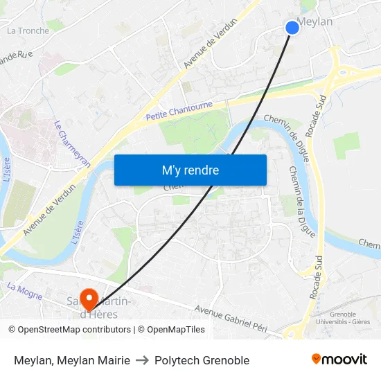 Meylan, Meylan Mairie to Polytech Grenoble map