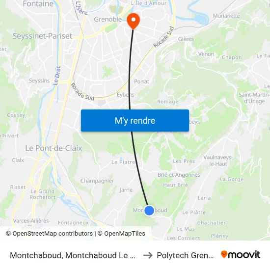 Montchaboud, Montchaboud Le Village to Polytech Grenoble map