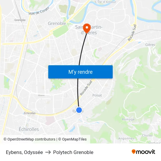 Eybens, Odyssée to Polytech Grenoble map