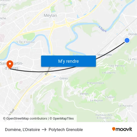 Domène, L'Oratoire to Polytech Grenoble map