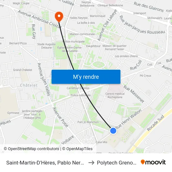 Saint-Martin-D'Hères, Pablo Neruda to Polytech Grenoble map