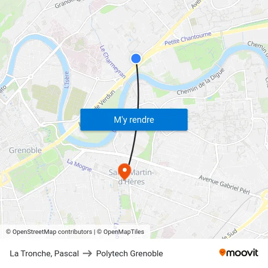 La Tronche, Pascal to Polytech Grenoble map