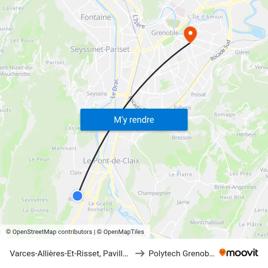 Varces-Allières-Et-Risset, Pavillon to Polytech Grenoble map
