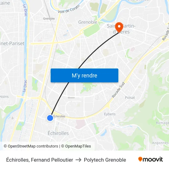 Échirolles, Fernand Pelloutier to Polytech Grenoble map