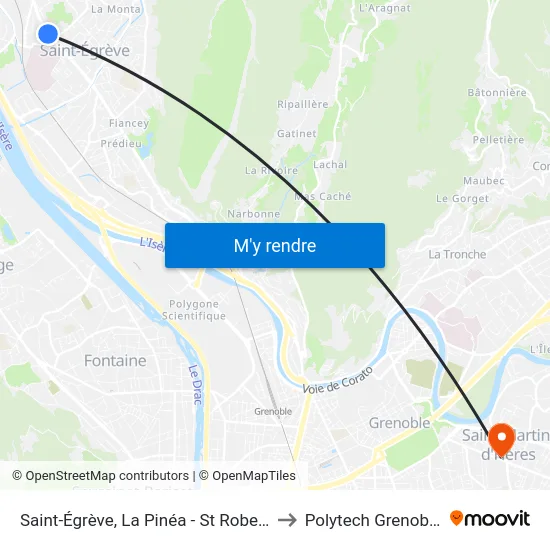 Saint-Égrève, La Pinéa - St Robert to Polytech Grenoble map