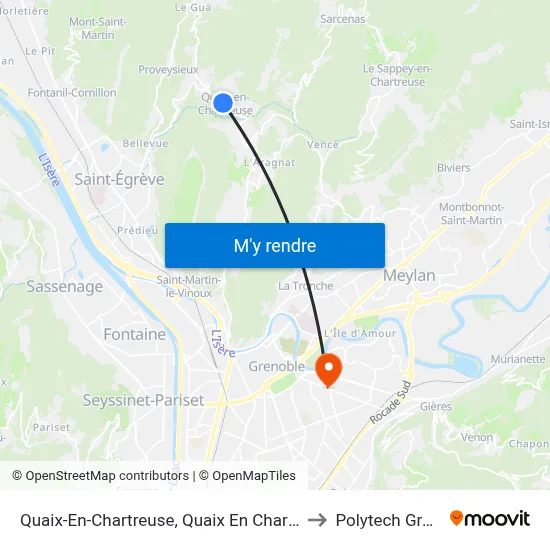 Quaix-En-Chartreuse, Quaix En Chartreuse Place to Polytech Grenoble map