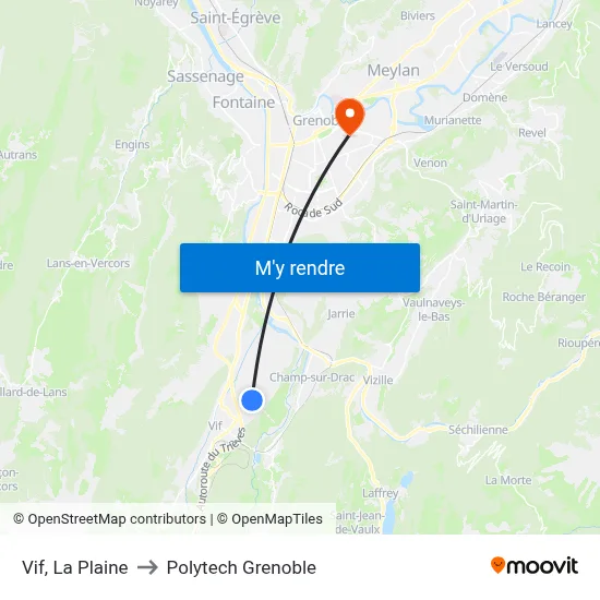 Vif, La Plaine to Polytech Grenoble map