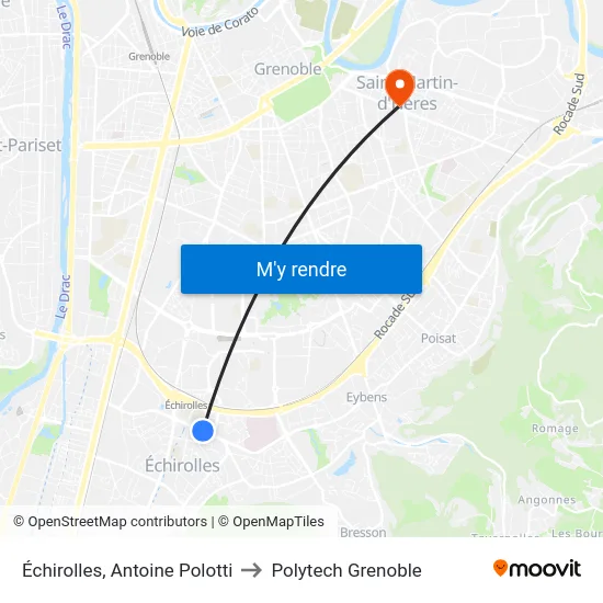Échirolles, Antoine Polotti to Polytech Grenoble map