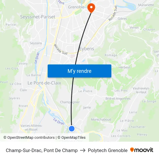 Champ-Sur-Drac, Pont De Champ to Polytech Grenoble map
