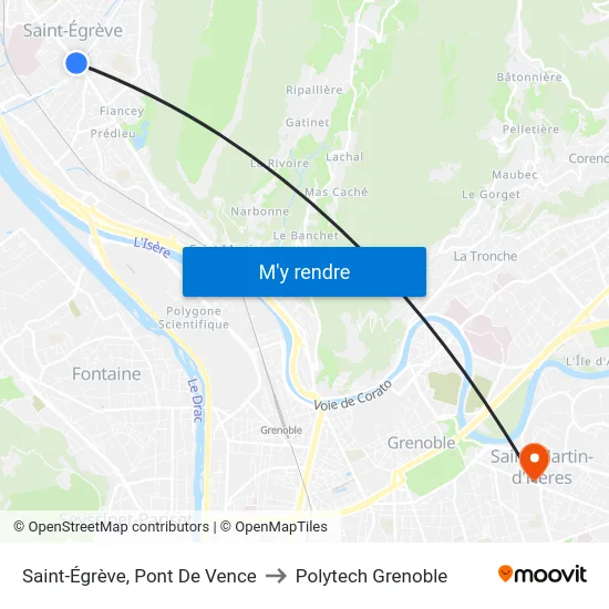 Saint-Égrève, Pont De Vence to Polytech Grenoble map