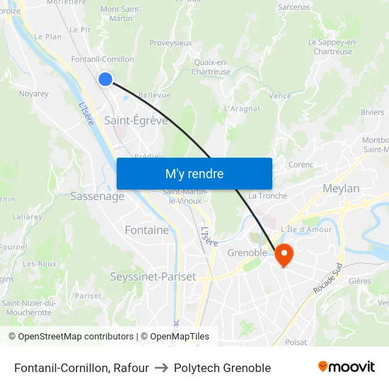Fontanil-Cornillon, Rafour to Polytech Grenoble map