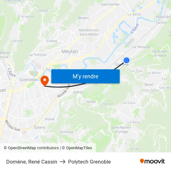 Domène, René Cassin to Polytech Grenoble map