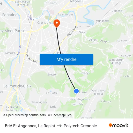 Brié-Et-Angonnes, Le Replat to Polytech Grenoble map